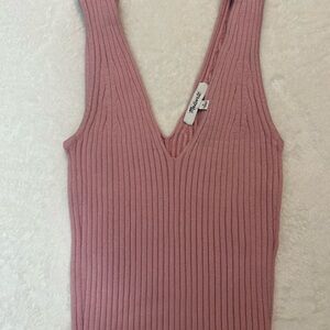 Madewell Pink Ribbed Cropped Tank Top